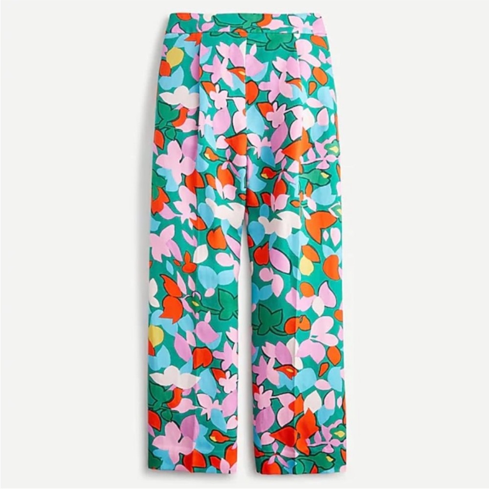 JCrew High-rise pleated pant in confetti floral (size 4 TALL)